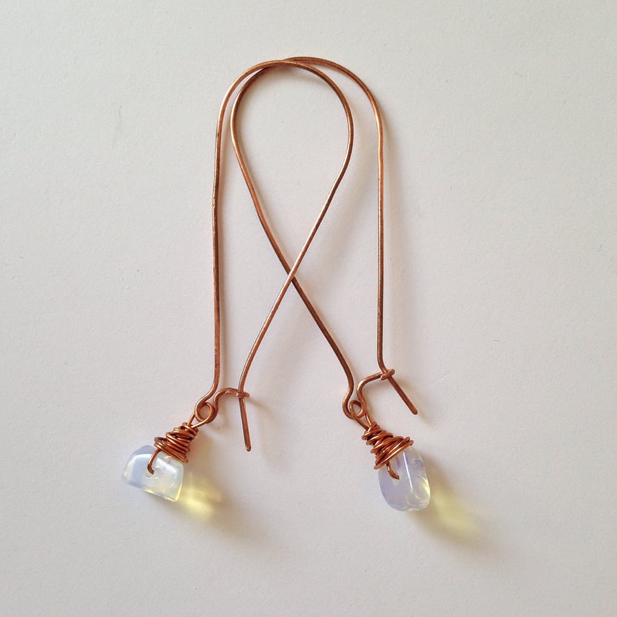 Opalite & copper earrings 