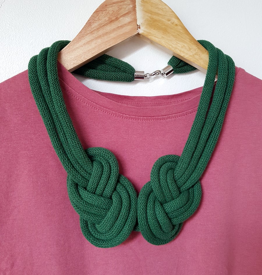 Macramé Knot Necklace, Sustainable,13 Colours, Recycled 