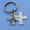 Hand Stamped personalised Autism awareness puzzle jigsaw piece keyring