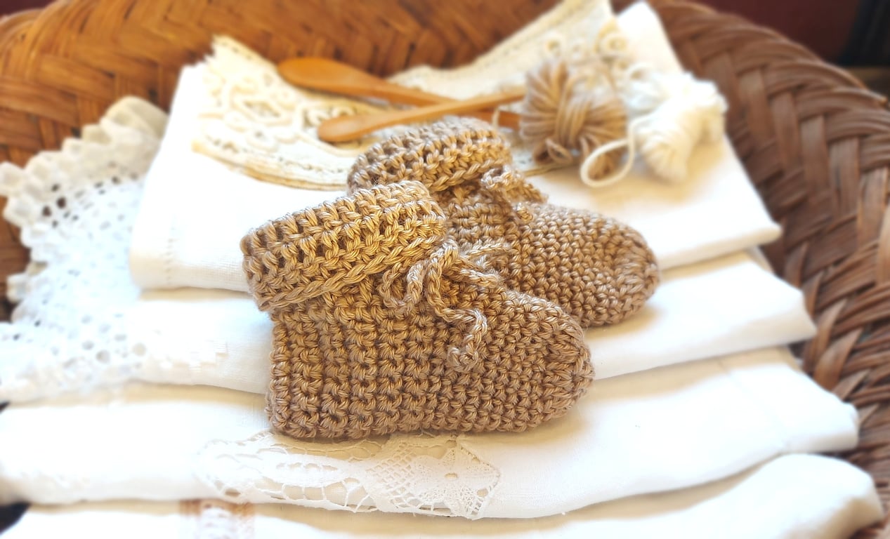 Soft Baby Booties, lyocell and wool, Elements Collection 0-3 up to 6 months