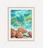Rocky Seascape Watercolor Art Print, Coastal Wall Art, Ocean Waves Wall Poster