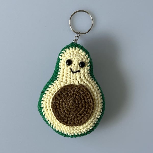 Crochet avocado keychain