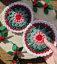 Christmas coaster set, Christmas decor, Christmas mug rug, Green theme coaster - Image 3