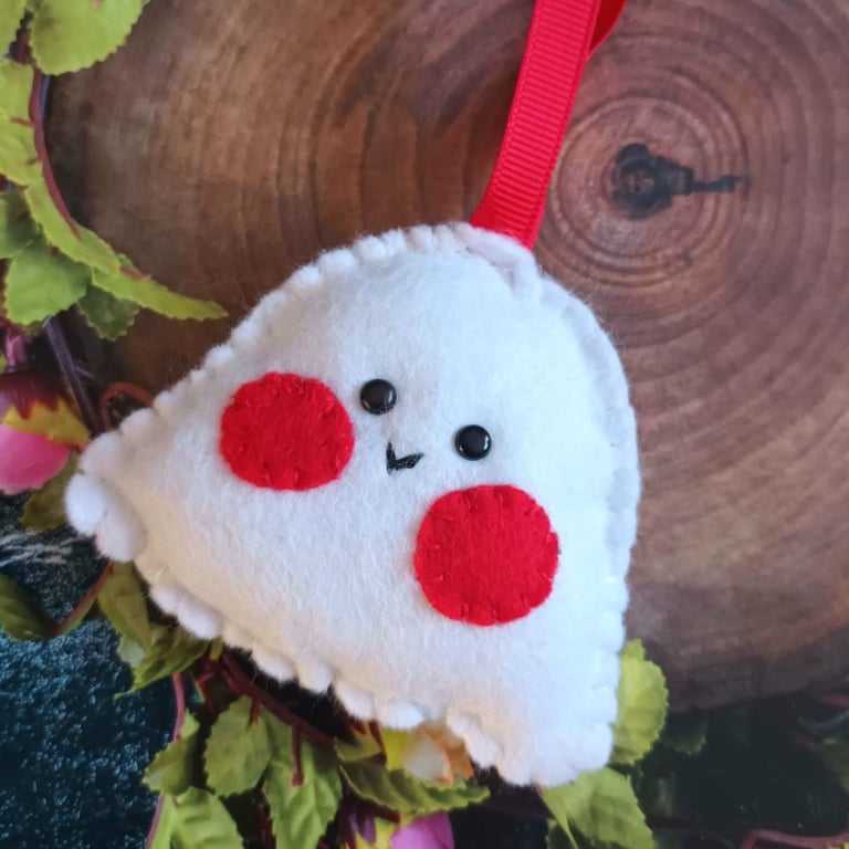 Halloween cute 'ghost' hanging decoration hand sewn in wool blend felt