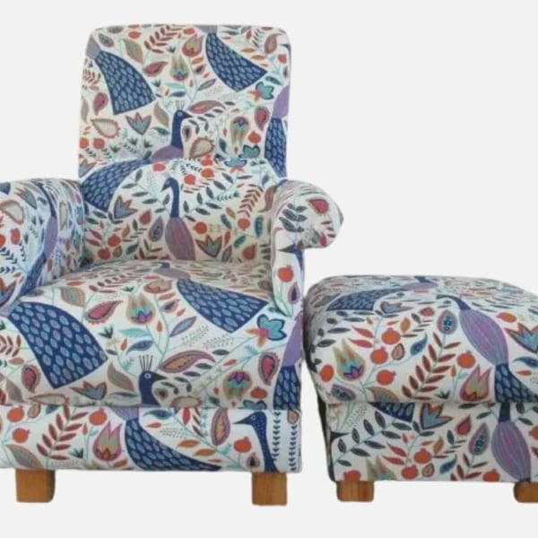 Peacocks Chair & Footstool Amethyst Adult Armchair Fryetts Fabric Amethyst Blue