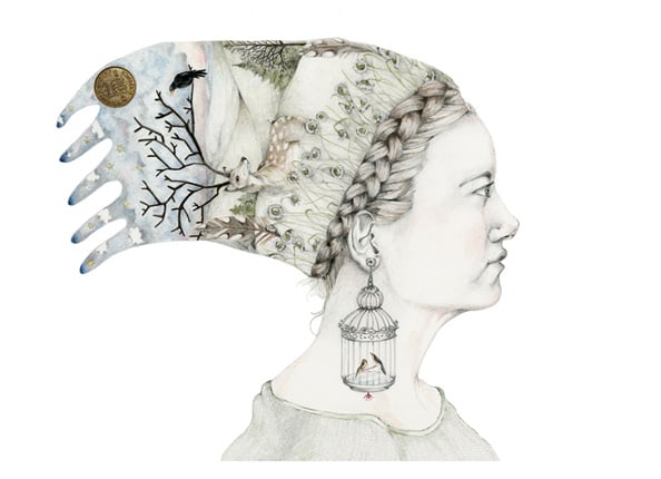 Deer dreamer A4 Giclee print Girl with headdress