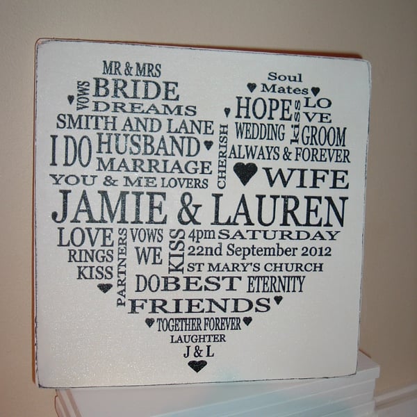 Wedding Typography Personalised plaque sign