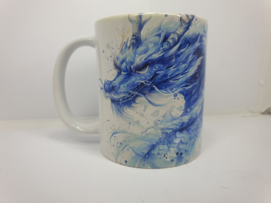 blue dragon print 11 oz mug