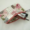 Make Up Bag Pink Grey and Green Floral French Chic