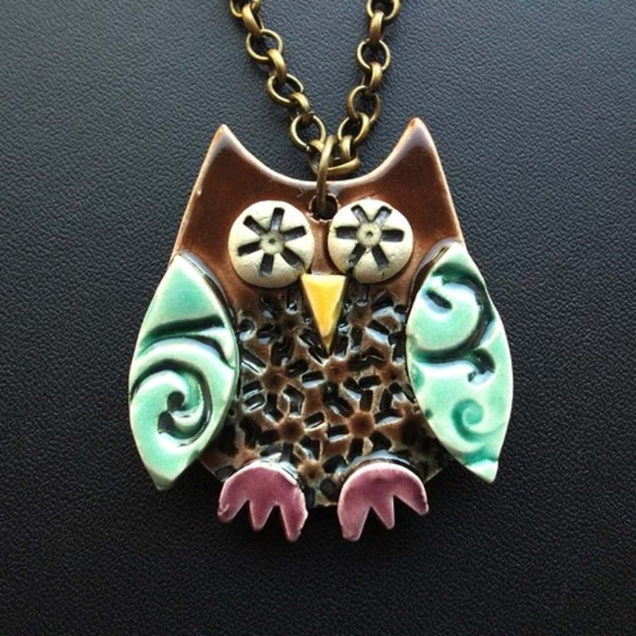 ceramic owl pendant