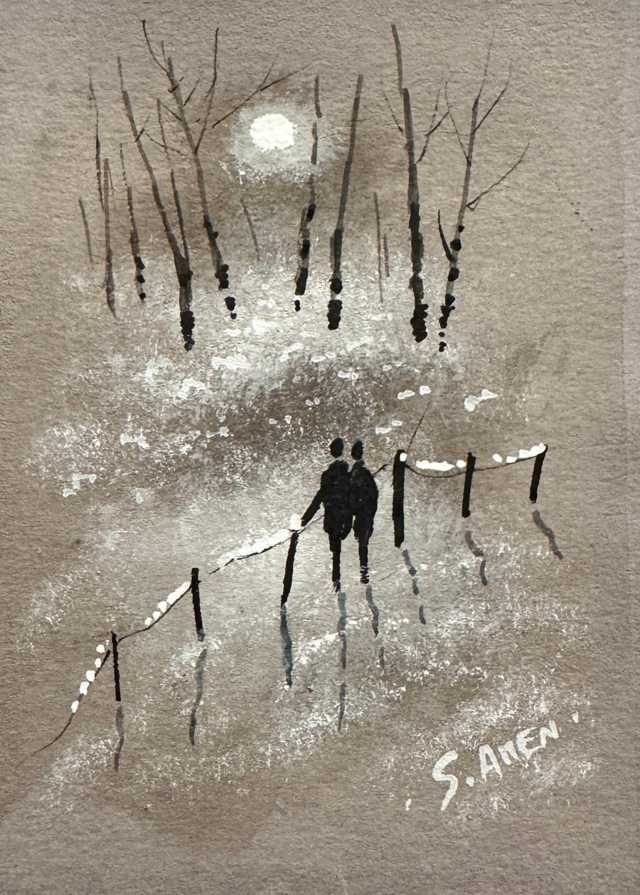 Original Aceo Painting ‘ Romantic’ by Stephen Allen 