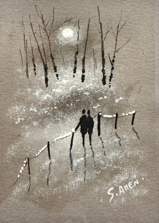 Original Aceo Painting ‘ Romantic’ by Stephen Allen 