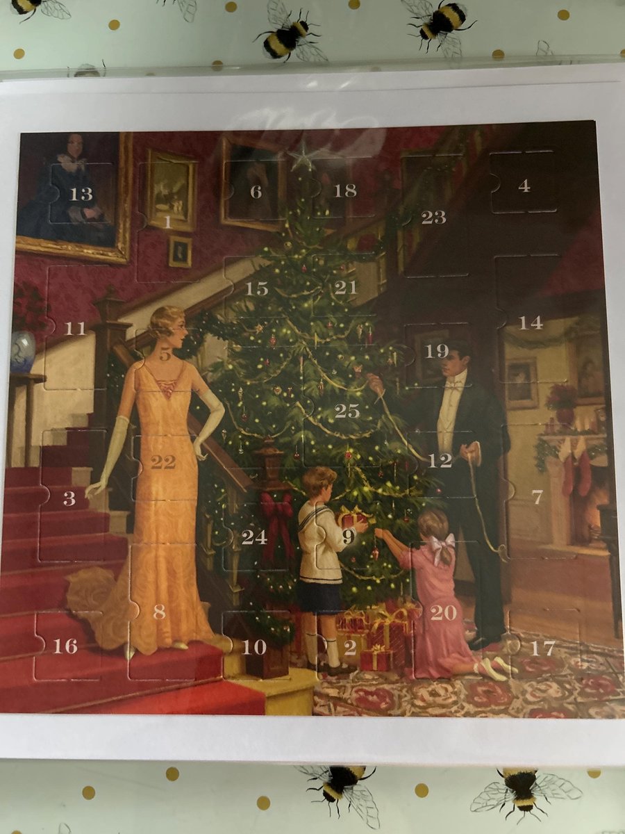 Vintage family Advent Calendar Card Handmade 7 inch square card, Santa, friend l