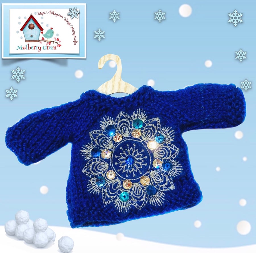 Reserved for Connor - Royal Blue Embroidered and Sequinned Jumper