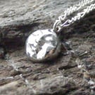 Tiny Fine Silver Moon Goddess Pendant and Sterling Silver 18 Inch Chain With CZ