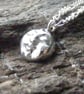 Tiny Fine Silver Moon Goddess Pendant and Sterling Silver 18 Inch Chain With CZ - Image 1