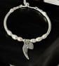 Angel Wing Heart Charm Pearl Bracelet,  Sterling Silver Adjustable Bracelet - Image 3