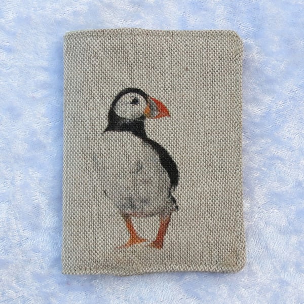 Bus Pass cover, ticket sleeve, puffin