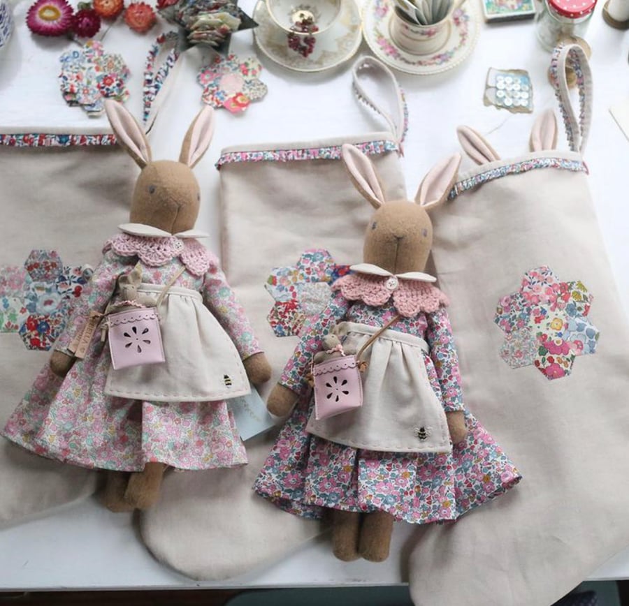 Heirloom Liberty Bunny and Christmas Stocking Celebration Set 