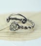 Silver Twist Ring with Moss Aquamarine Gemstone March Birthstone Adjustable - Image 3