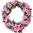 Large Pink Spring Summer Wreath for Front Door - 46cm Floral Door Decor-Handmade
