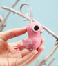 Pink bird Christmas tree decoration with pink glitter wings - Image 4