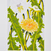 Original Handmade Dandelion Lino print  - 'Blown Away'