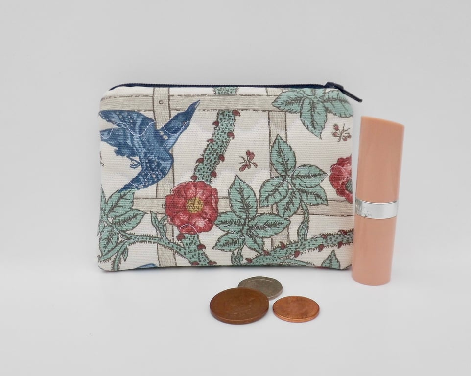 Coin purse in William Morris print fabric trellis 