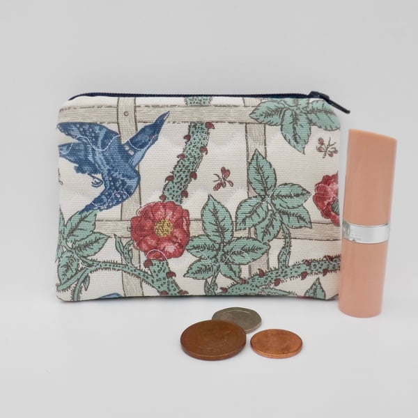 Coin purse in William Morris print fabric trellis 