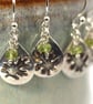 Oak Leaf Silver Earrings Drops with Peridot Bead dangles - Image 8