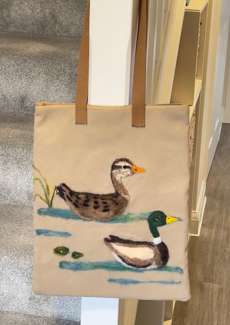 Swimming Mallards Tote Bag