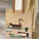 Swimming Mallards Tote Bag
