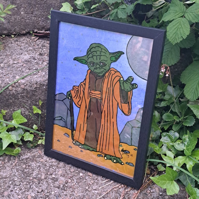 Star Wars Yoda A4 Cel Painting in Frame