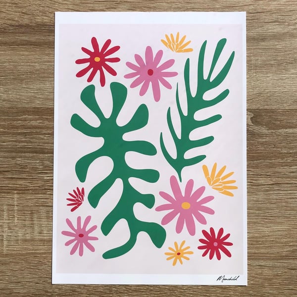 Matisse Flowers Print, A4 Giclee Print, Graphic Art, Floral Wall Art, Fun Art 