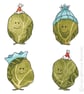 Small Smiley Sprouts Christmas Card (Blue hats) - Image 1