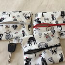 Key coin zipper cat fabric purse