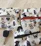 Key coin zipper cat fabric purse