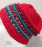 Handknit chunky wool hat col 5 Red Jolly Xmas - Image 1