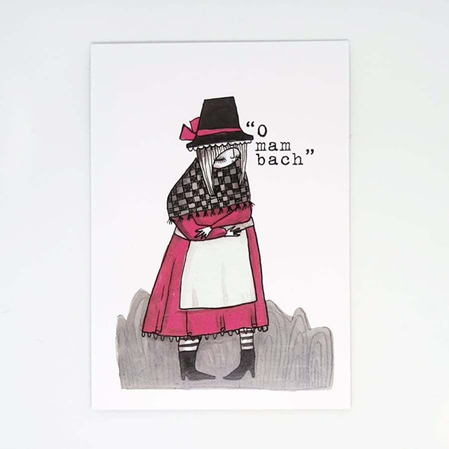 'O Mam bach' Alternative Welsh lady Poster Print