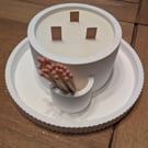 White Eco-Resin Large Tray & Candle With Matchstick Holder