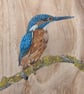 Original Large kingfisher painting on reclaimed and repurposed wood (elm) - Image 1