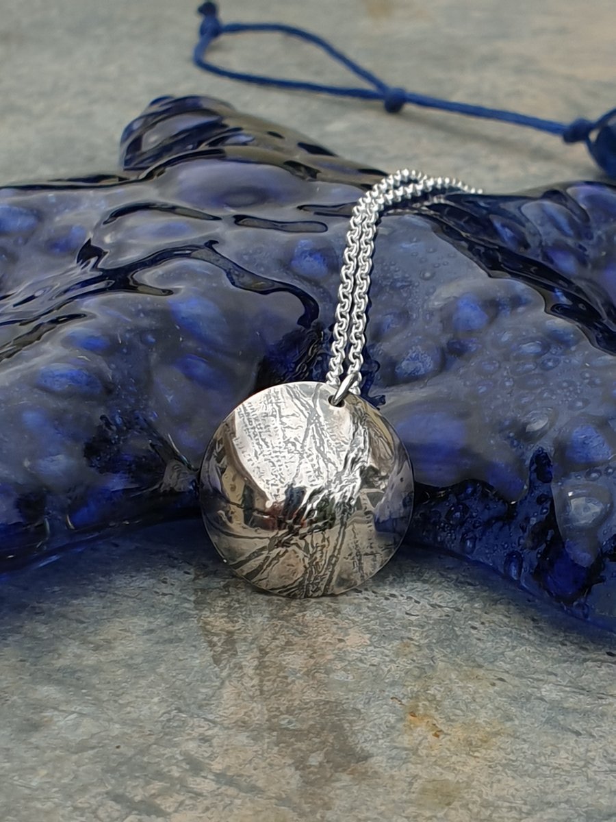 Sterling silver seaweed textured pendant