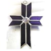 Cross Suncatcher Stained Glass Handmade purple Crystal 050