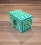 Business card holder - button closure with neon yellow and light blue pattern - Image 4