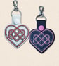 Celtic Heart Keyring - Embroidered Faux Leather Love Knot Bag Charm