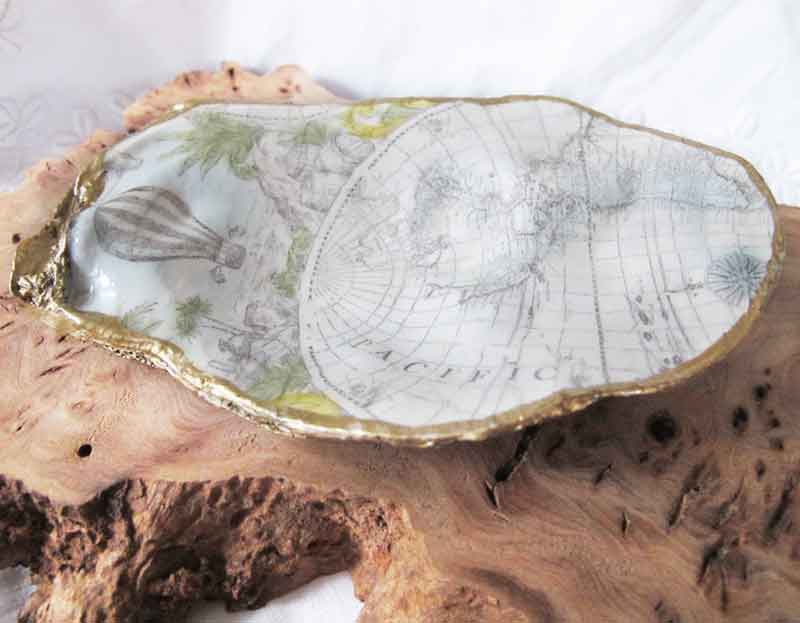 OYSTER SHELL TRINKET DISH ATLAS TRAVEL  