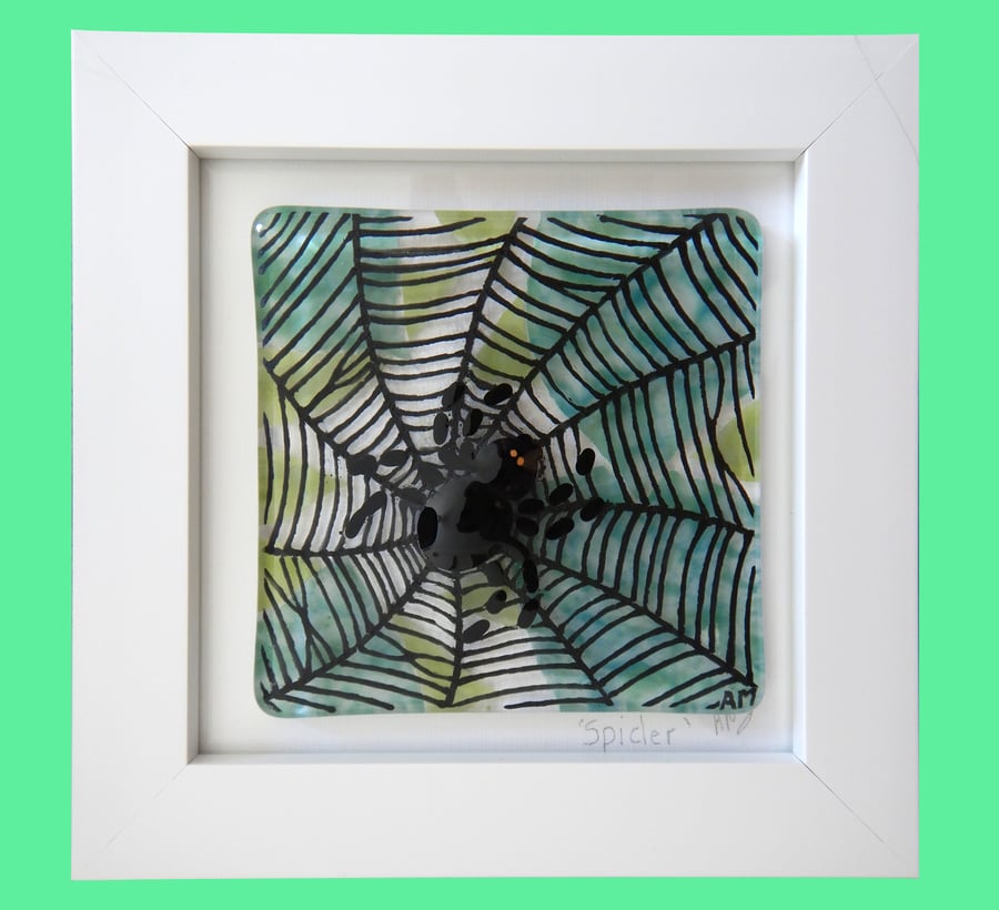 Handmade Fused Glass 'Spider' Picture