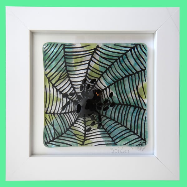 Handmade Fused Glass 'Spider' Picture