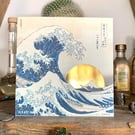 Handmade Hokusai's Wave Birthday Card: The Great Wave Off Kanagawa - Gold Sun
