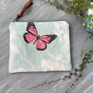Butterflies linen small zip pouch